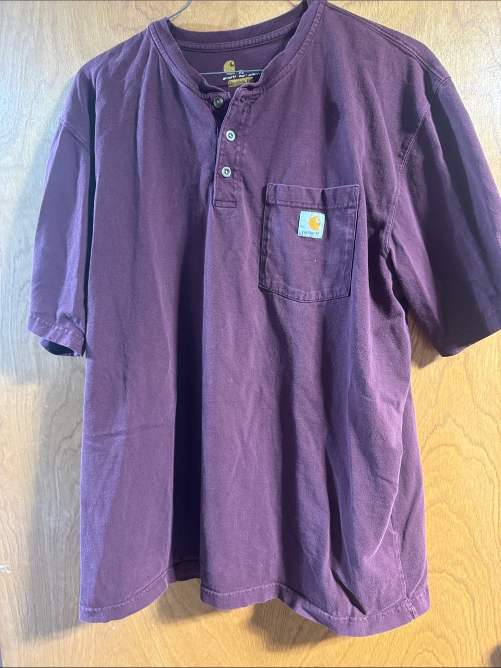 Men’s Carhartt wine color  Henley Pocket Tee